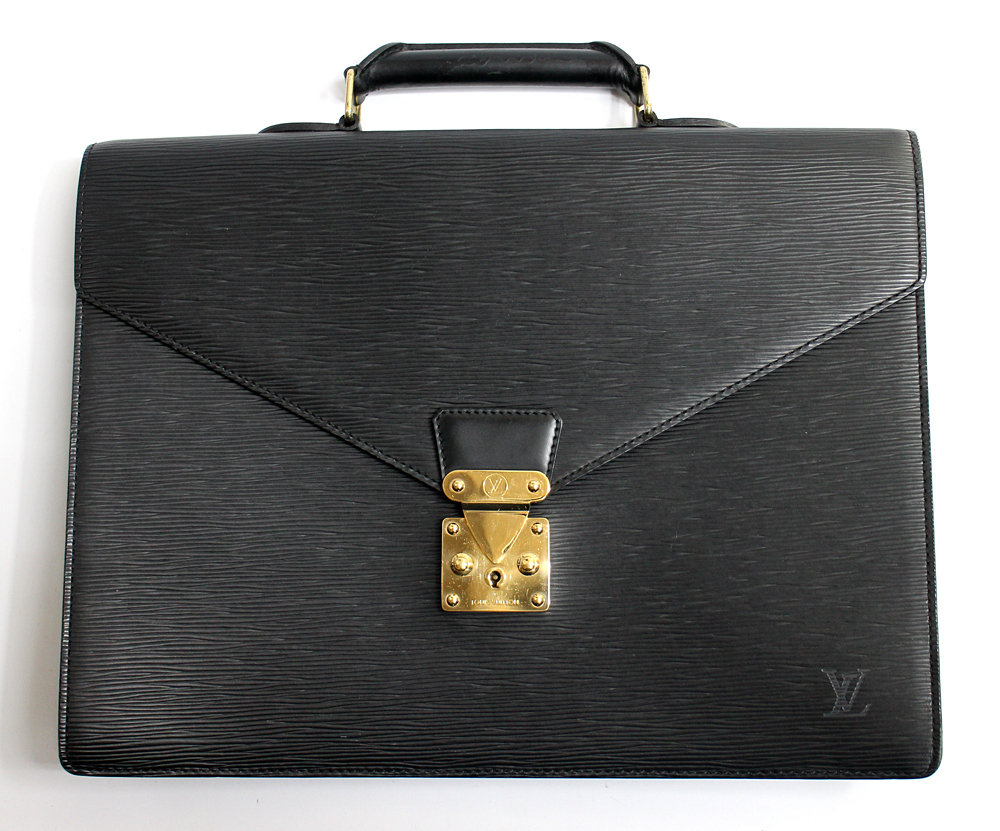 Louis Vuitton Serviette Ambassador Briefcase Business Bag Epi Noir Black